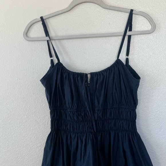 Ciao Lucia Gabriela Navy Smocked Midi Dress Cotton Poplin Sleeveless L $305 - Picture 3 of 10